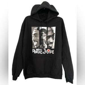 Poetic Justice 2Pac Black Graphic Hoodie size XL
